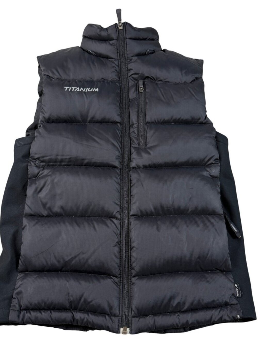 Columbia Titanium Interchange Down Vest Men's Small Black Puffer Nylon